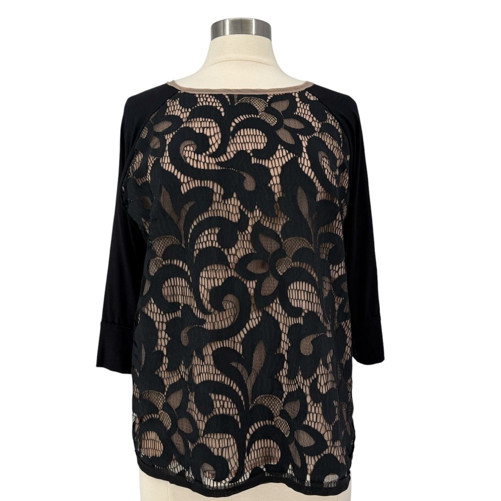 ANTHROPOLOGIE DOLAN Lace Front Knit Top L